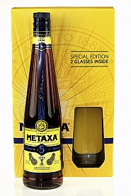 Brandy Metaxa 5 * 0,7L + 2 szklanki