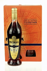 Brandy Metaxa 7* 0,7L + 2 szklanki