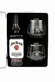 Jim Beam White Label 0,7L puszka + 2 szkl.